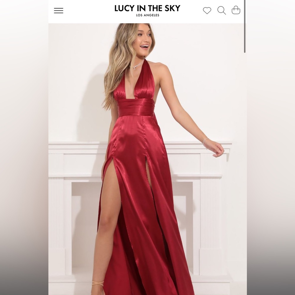Lucy in the Sky Waverly Satin Maxi Dress in Burgundy